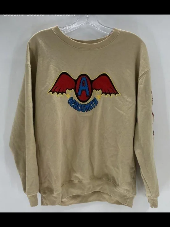 Aerosmith Sweet Emotion Summer 1975 Graphic Crewneck Sweatshirt Tan Size L - Picture 2 of 5